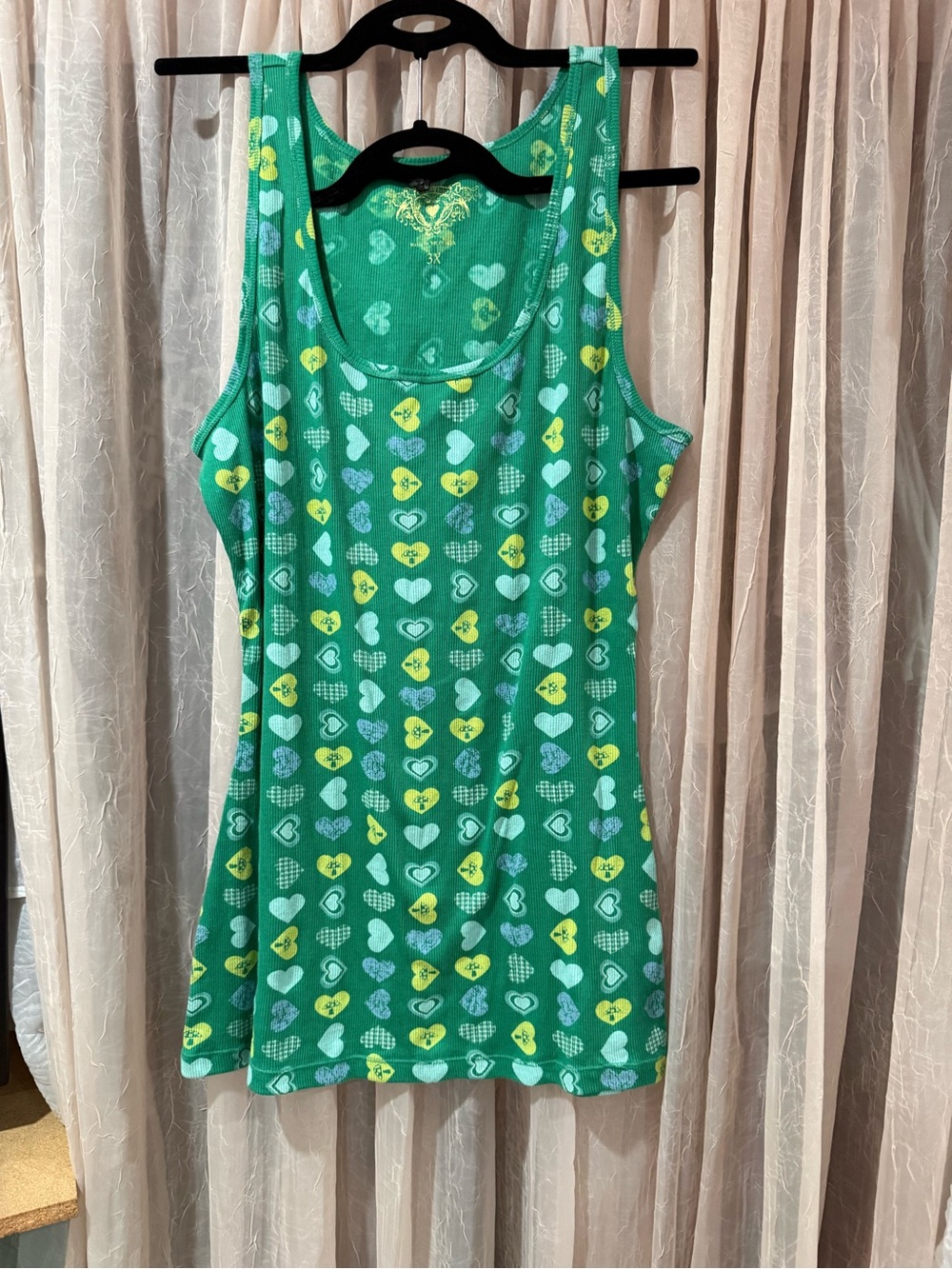 ellemenno Green Heart-Print Sleep Tank